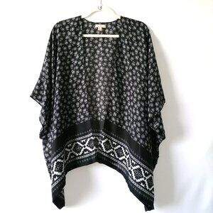 Ann Taylor LOFT Womens Black Shawl Wrap Coverup Bohemian Chic One Size